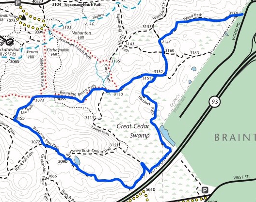 Blue Hills Hike #6: The Long Way Around Great Cedar Swamp